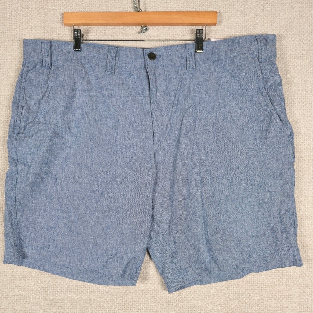 St Johns Bay Mens 48 Big Navy Linen‎ Blend Flat Front Shorts 10 Inch Inseam New